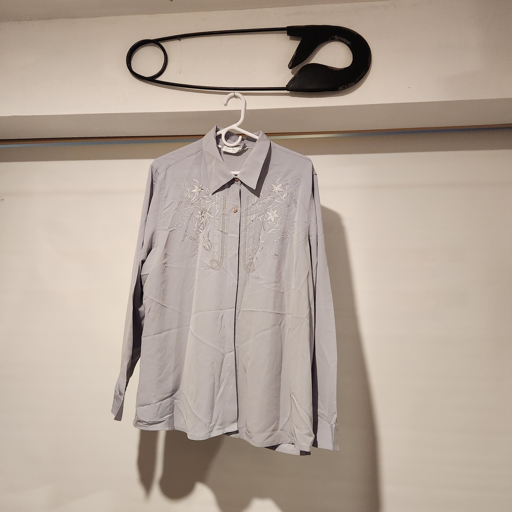Embroidered Gray Women's Blouse